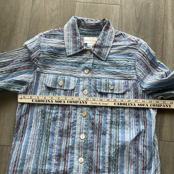 Draper’s And Damon’s Striped Button Down Blouse Women’s Petite Medium - Picture 8 of 10